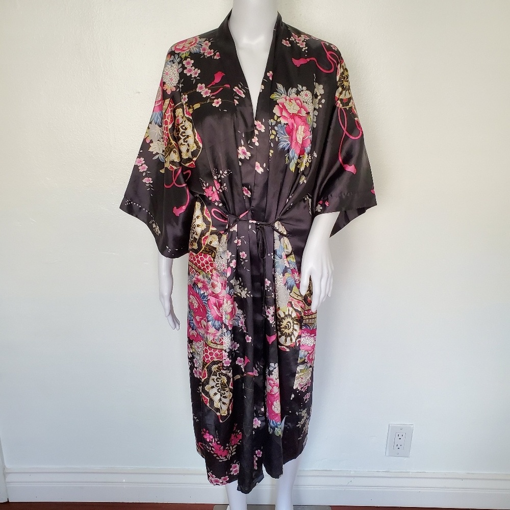 Floral Black Women's Robe